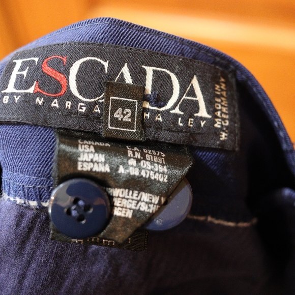 Escada Margaretna Ley Vintage Germany Blue High Waist Trouser Slacks Pants 42 - Picture 10 of 12